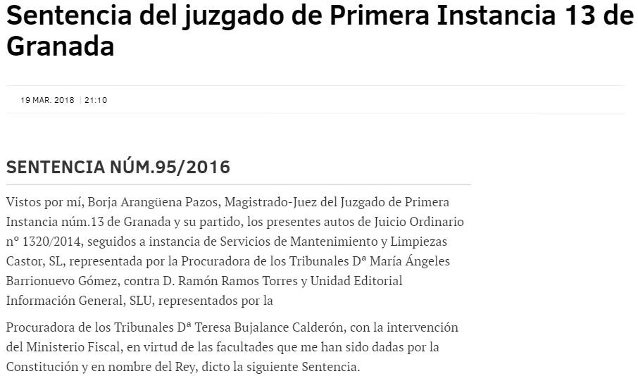 Sentencia del Juzgado de Primera Instancia 13 de Granada Sentencia del Juzgado de Primera Instancia 13 de Granada